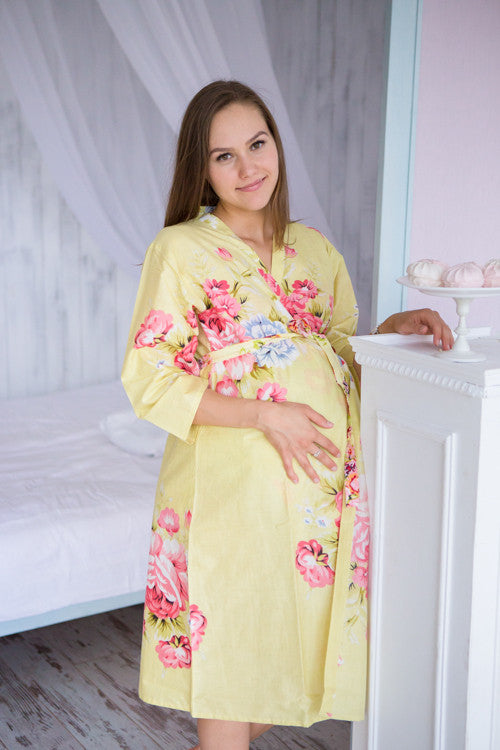 Mommies in Light Yellow Floral Robes