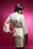 Ivory Luxurious Silk Robe with Silk Chiffon Devore Sleeves