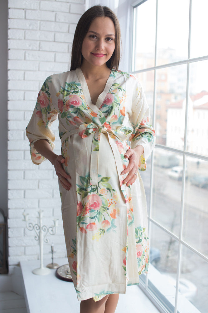 Mommies in Cream Floral Robes