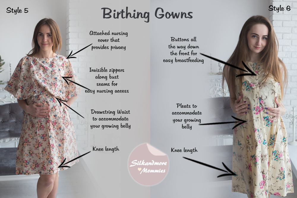 Cream Floral Birthing Gowns