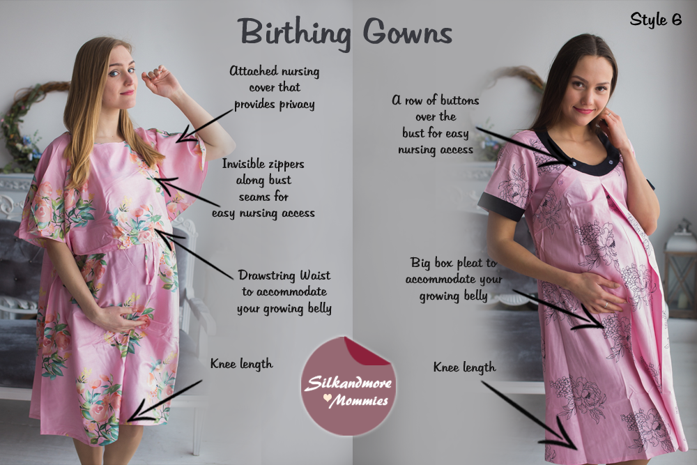 Light Pink Floral Birthing Gowns