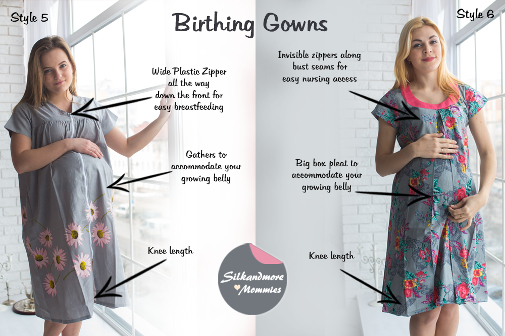 Gray Floral Birthing Gowns