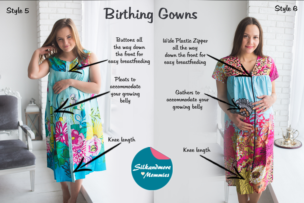 Turquoise Blue Floral Birthing Gowns