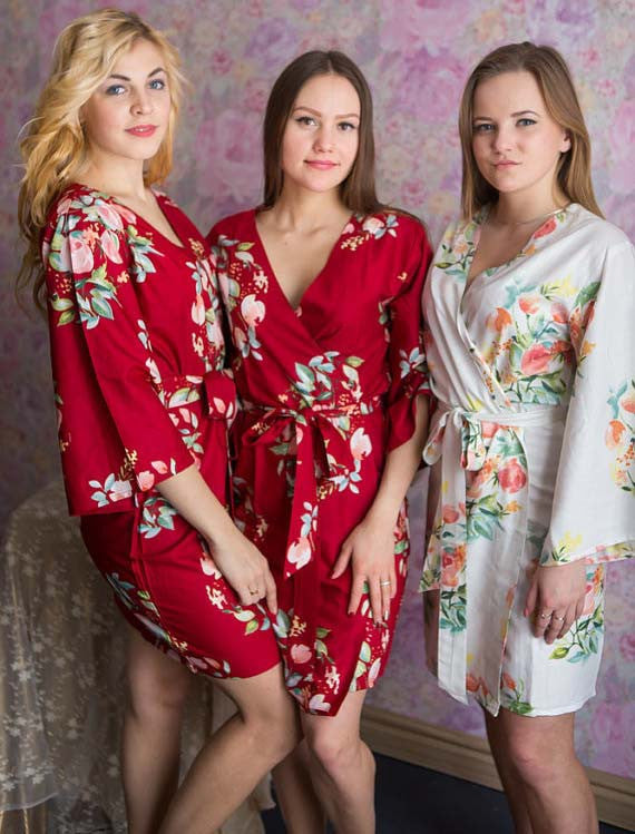 Cranberry Dreamy Angel Song Set of  Bridesmaids Robes
