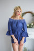 Off-the Shoulder Mismatched Bridesmaids Rompers in Ombre Dip Dye Pattern