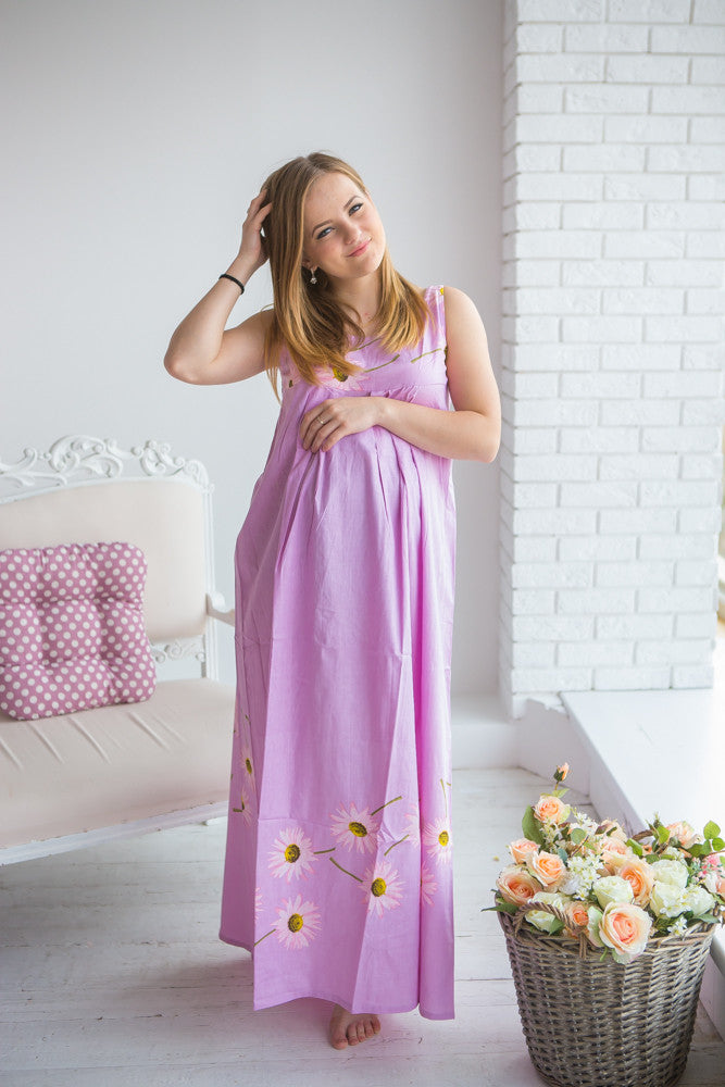 Mommies in Lilac Floral Night Gowns
