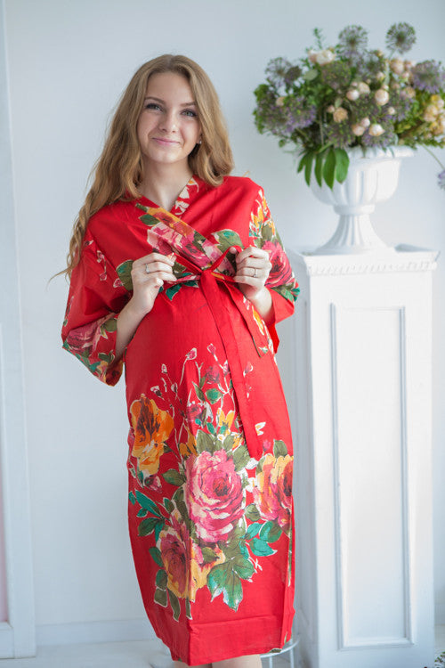 Mommies in Red Floral Robes