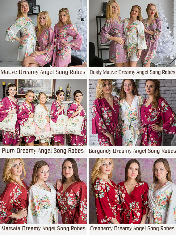Soft Mint Dreamy Angel Song Set of Bridesmaids Robes – robesbysilkandmore