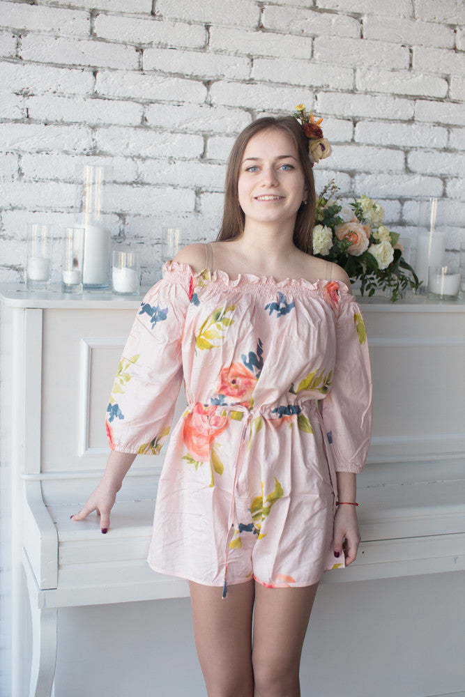 Mismatched Bridesmaids Rompers in Smiling Blooms Pattern
