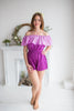 Off-the Shoulder Mismatched Bridesmaids Rompers in Ombre Dip Dye PatternV