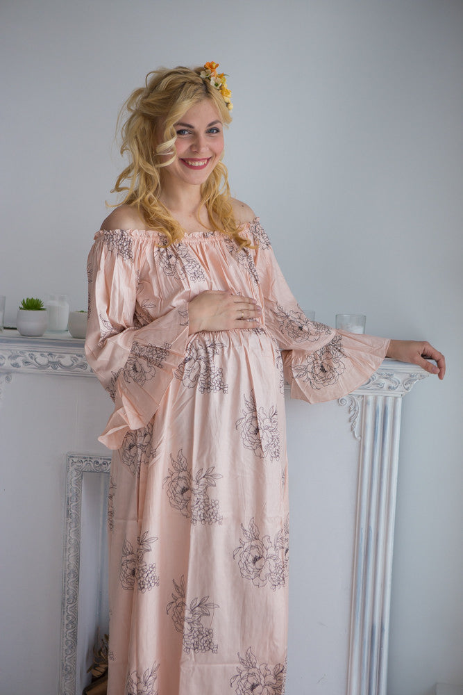 Mommies in Blush Floral Maxi Dresses