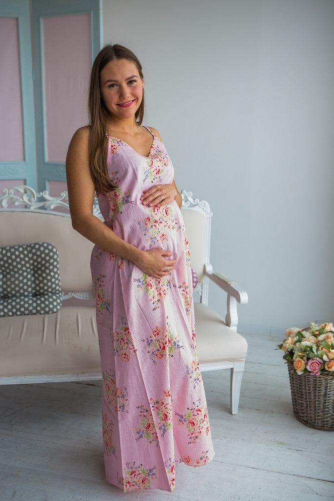 Mommies in Pink Floral Night Gowns