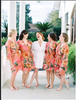  Large Floral Blossom Bridesmaids Robes in Coral