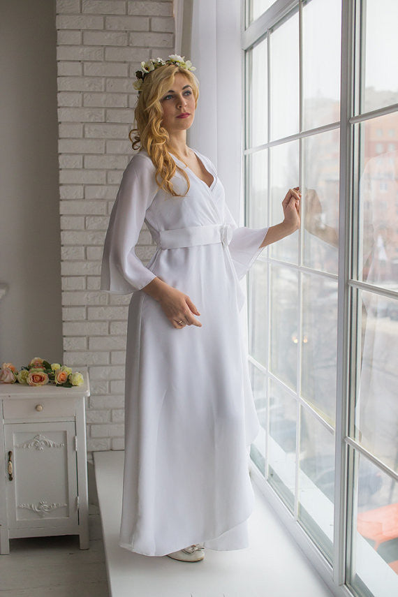 Ankle length Bridal Robe from my Paris Inspirations Collection - Rosette Robe in White