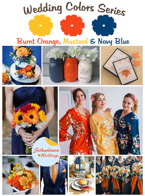 Burnt Orange, Mustard and Navy Blue Wedding Color Palette