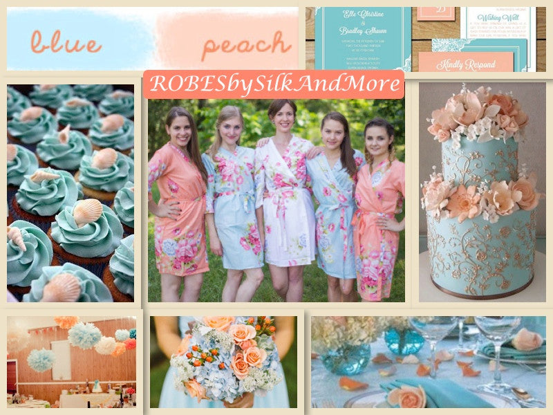 Peach and Light Blue Wedding Robes