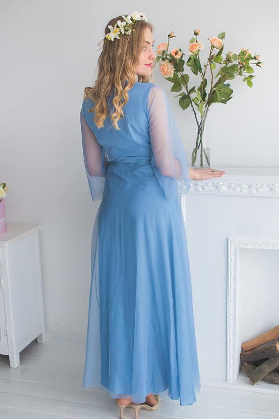Bridal Robe from my Paris Inspirations Collection - Shy Flowers in Dusty Blue