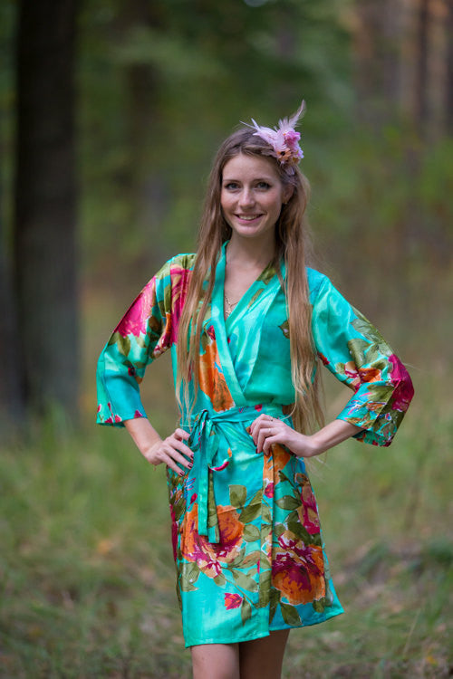 Bright Large Floral Blossom Silk Bridesmaids robes