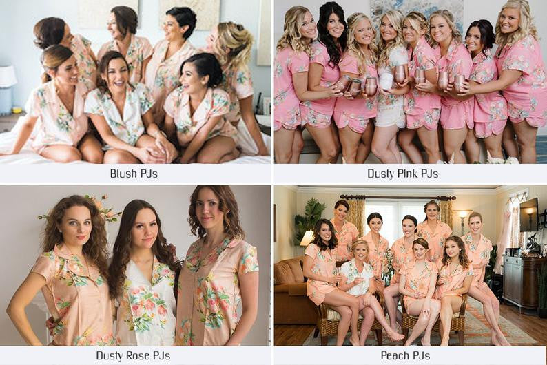 Mismatched color in Dreamy Angel Song Bridesmaids PJ Set