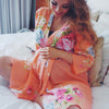  Peach Cabbage Roses Maternity Robe