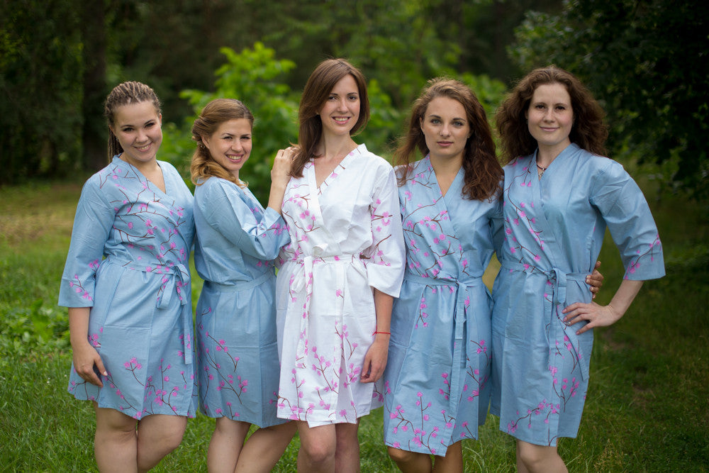 Gray Cherry Blossom Robes for bridesmaids