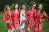 Coral Large Floral Blossom Silk Bridesmaids robes