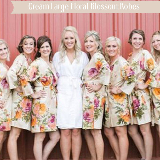 Cream Large Floral Blossom Robes
