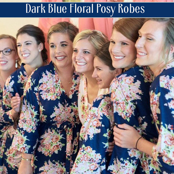 Dark Blue Floral Posy Robes
