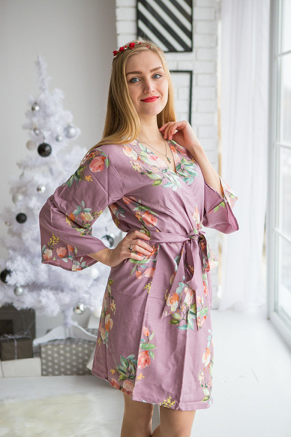 Dreamy Angel Song Pattern- Premium Dusty Mauve Bridesmaids Robes 