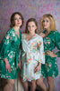 Dreamy Angel Song Pattern- Premium Emerald Green Bridesmaids Robes 
