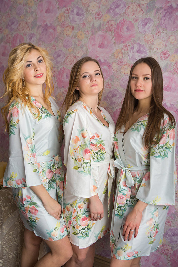 Dreamy Angel Song Pattern- Premium Ice Blue Bridesmaids Robes ...