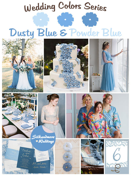 Dusty Blue and Powder Blue Wedding Color Palette – robesbysilkandmore