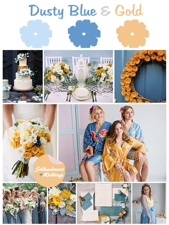 Dusty Blue and Gold Wedding Colors Palette