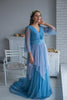 Dusty Blue Mismatched Bridal Robe from my Paris Inspirations Collection - Asymmetrical Beauty in Dusty Blue