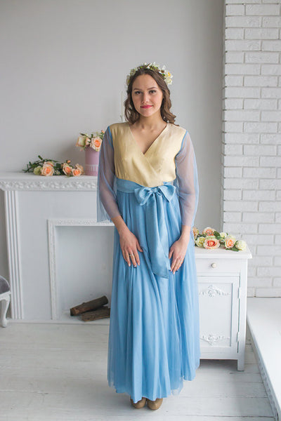 dusty blue and gold bridesmaid dresses Tulle Bridal Robe in Shimmering Grace – robesbysilkandmore color_Purple