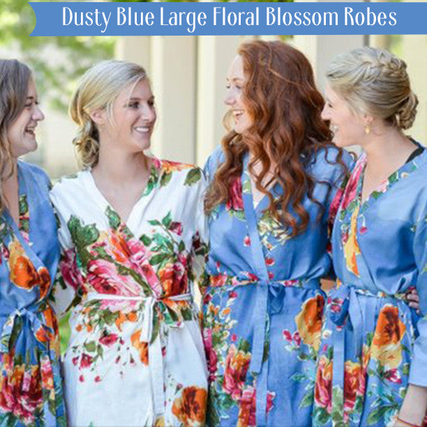 Dusty Blue Large Floral Blossom Robes