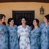Dusty Blue Tropical Delight Palm Leaves Bridesmaids Robes Set