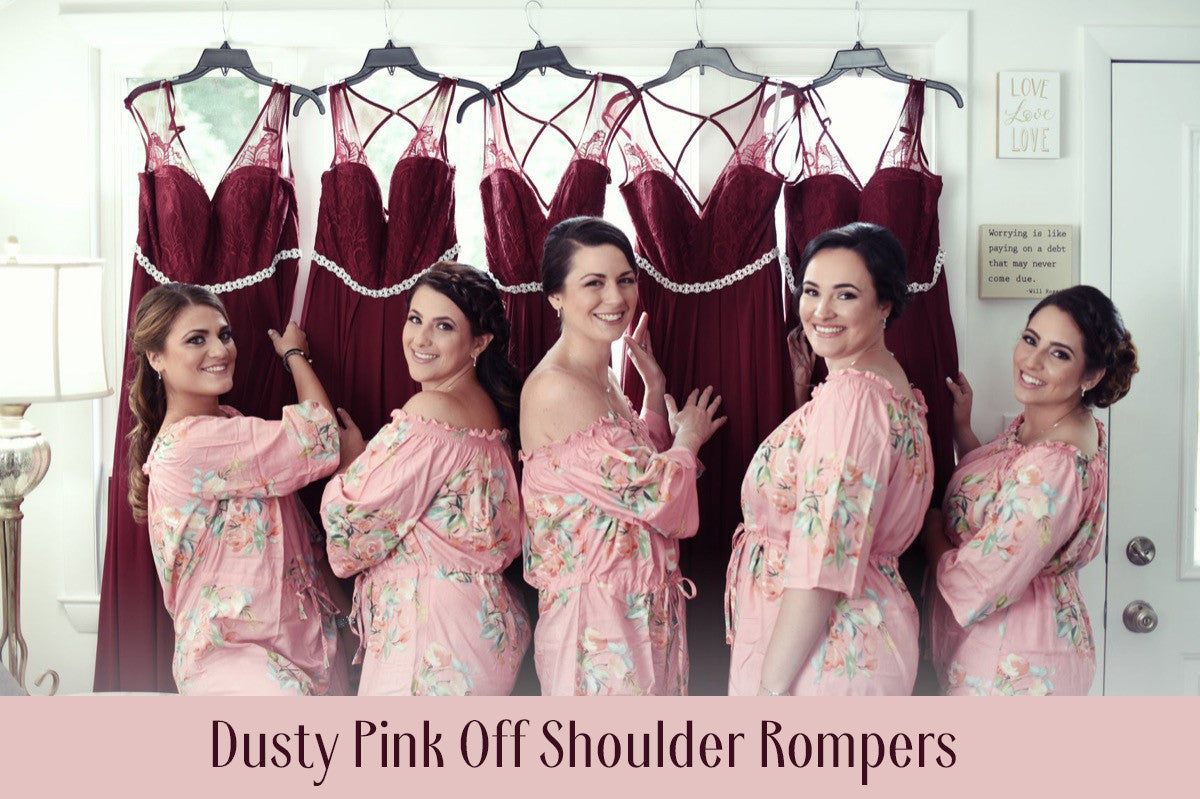 Light Blue Kimono Style Bridesmaids Rompers in Dreamy Angel Song Pattern