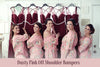Dusty Mauve Mismatched Styles Bridesmaids Rompers in Dreamy Angel Song Pattern