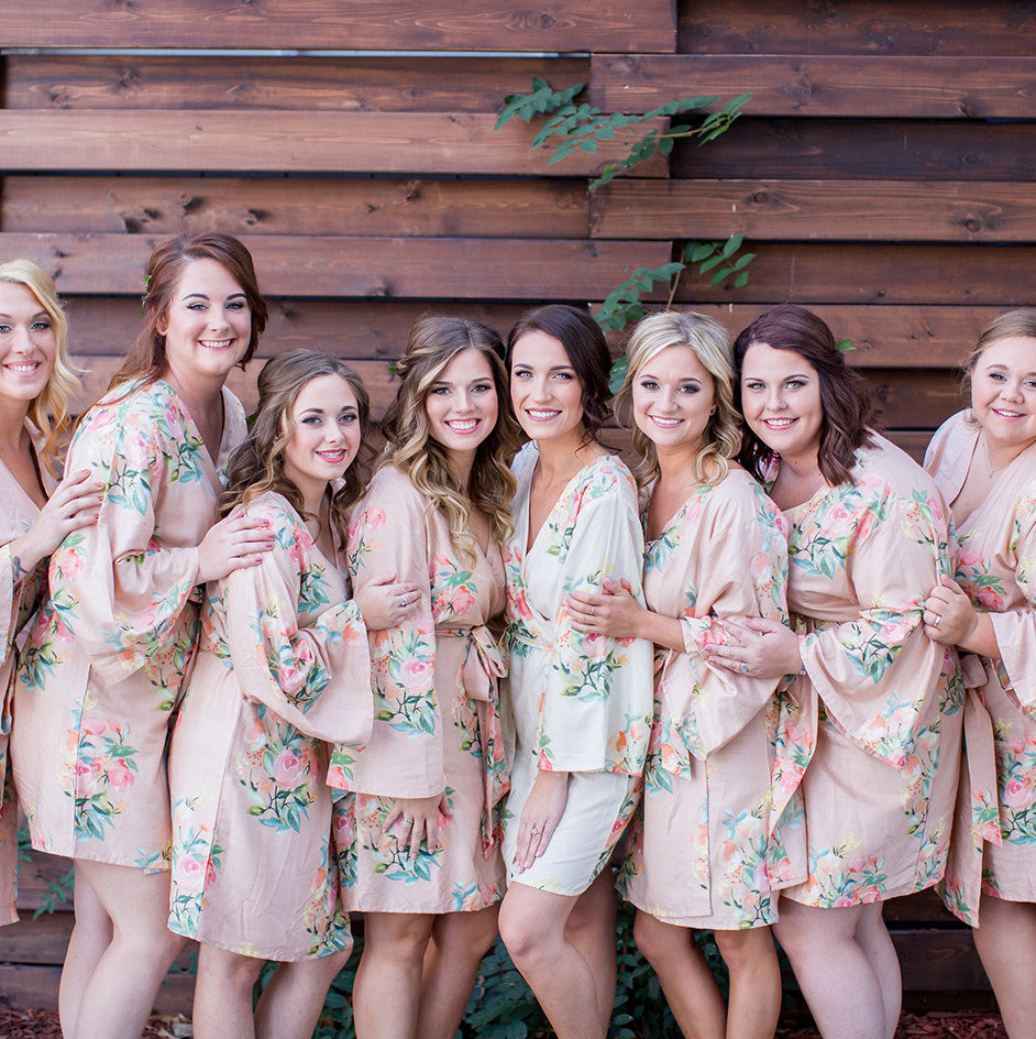 Dusty Rose Dreamy Angel Song Set of Bridesmaids Robes