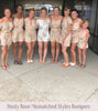 Blush Halter Style Bridesmaids Rompers in Dreamy Angel Song Pattern