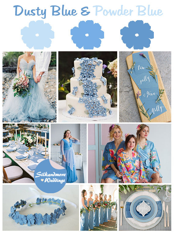 Dusty Blue and Powder Blue Wedding Color Robes- Premium Rayon Collection
