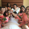  Large Floral Blossom Bridesmaids Robes in Coral
