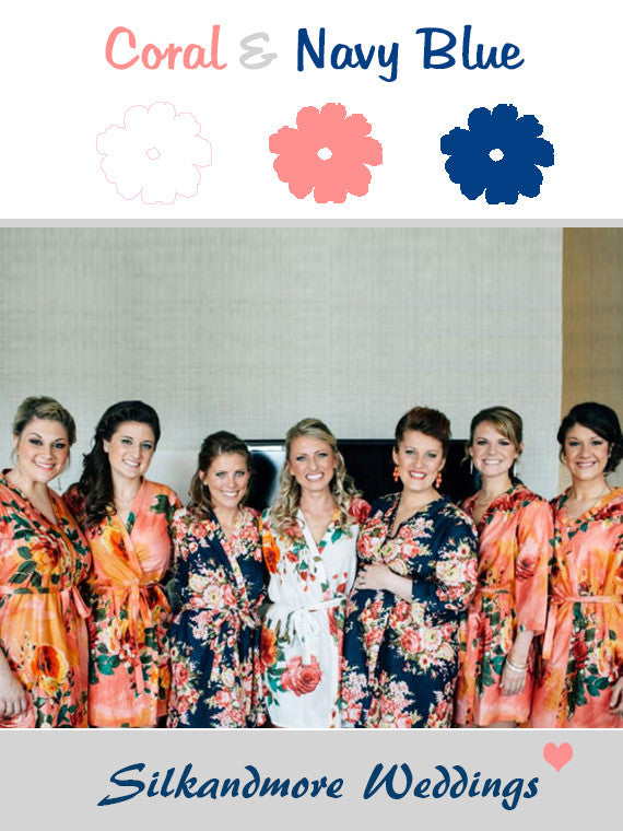 navy blue and coral bridesmaid dresses Dusty Coral + Blue I-do's!