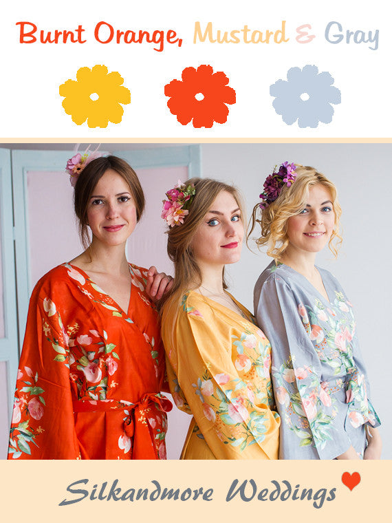 Burnt Orange, Mustard and Gray Wedding Color Robes- Premium Rayon Coll ...