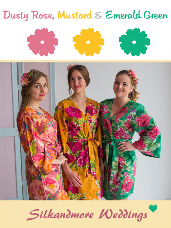 Dusty Rose, Mustard and Emerald Green Wedding Color Robes- Premium Ray ...