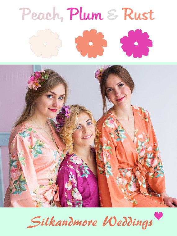 Peach, Plum and Rust Wedding Color Robes- Premium Rayon Collection ...