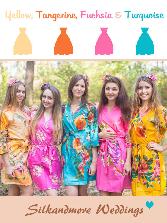 Yellow, Tangerine, Fuchsia and Turquoise Wedding Color Robes
