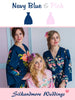 Navy Blue and Pink Wedding Color Robes - Premium Rayon Collection