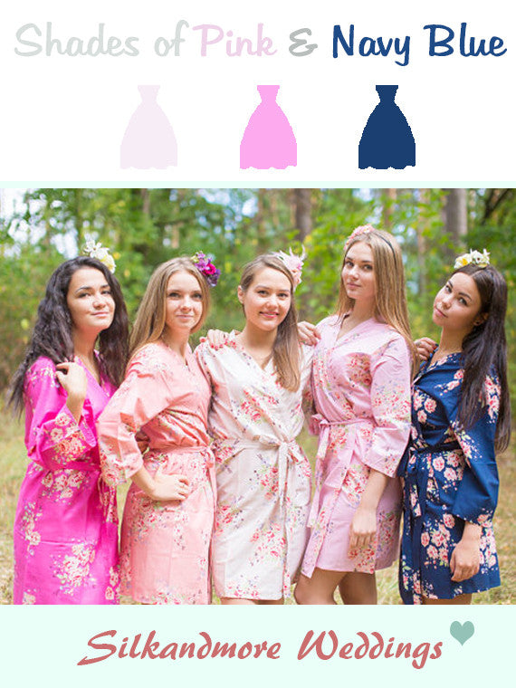 Navy Blue, Pink and Peach Wedding Color Robes